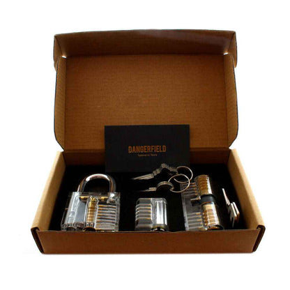 Dangerfield Clear Practice Locks For Training (3) - acrylic lock, padlock, double-sided