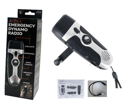 Dynamo Radio Phone Charger | Hand Powered 4in1 Flashlight with Charger