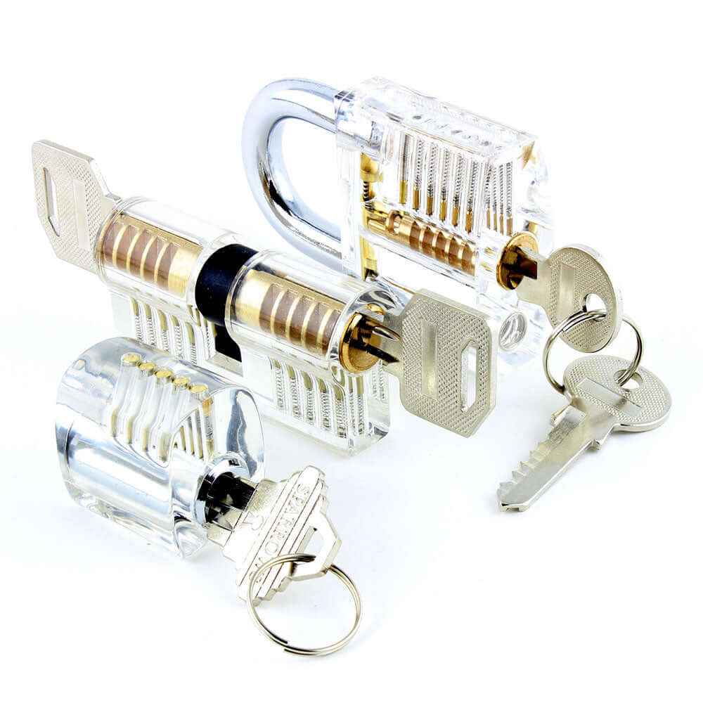 Dangerfield Clear Practice Locks For Training (3) - acrylic lock, padlock, double-sided
