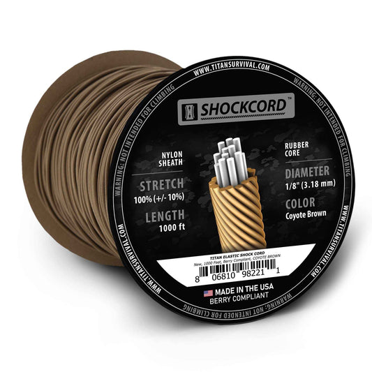 1/8" Coyote Brown Shock Cord, 1000 FT SPOOL