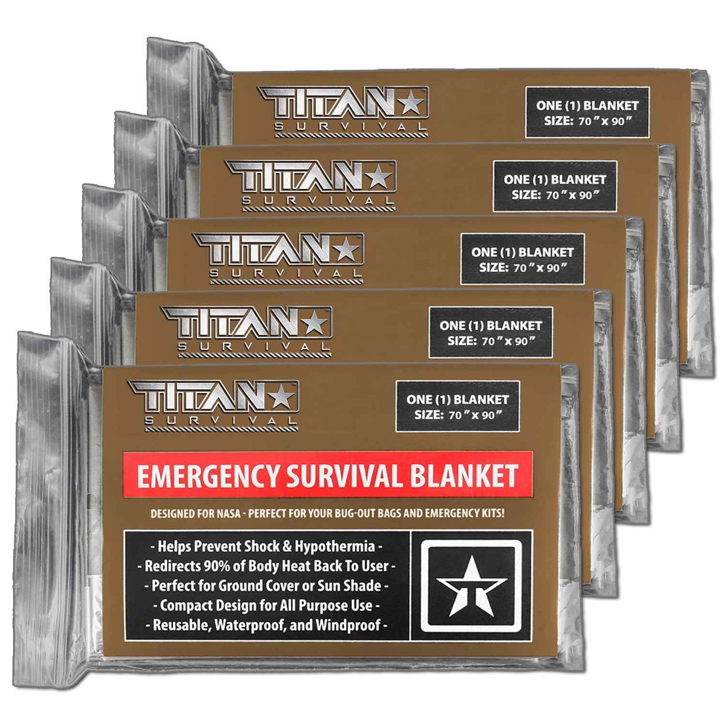 XL Emergency Survival Blankets, 5-Pack