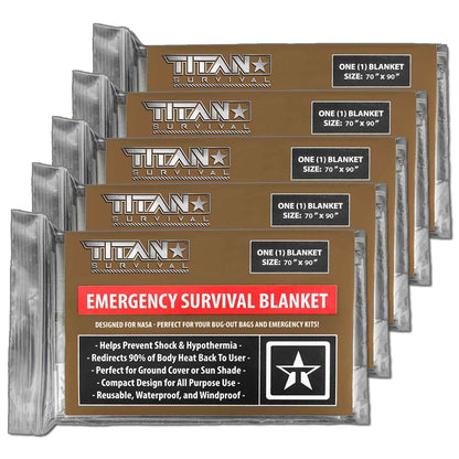 XL Emergency Survival Blankets, 5-Pack